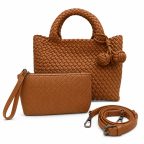 WOVEN TOTE BAG - CAMEL 