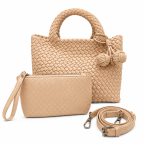 WOVEN TOTE BAG - LIGHT BEIGE 