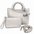 WOVEN TOTE BAG - SILVER 