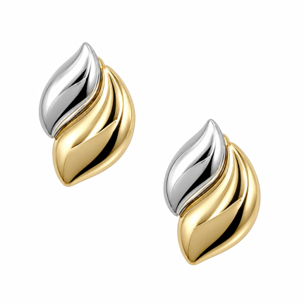 GOLD DIPPED TWO TONE EARRINGS - GOLD & SILVER 