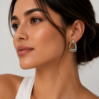 TWO TONE EARRINGS - HOOP 