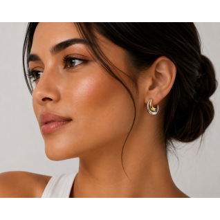 TWO TONE HOOP EARRINGS - GOLD & SILVER 