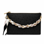 OSTRICH COMPARTMENT CROSSBODY OR WRISTLET - WHITE 