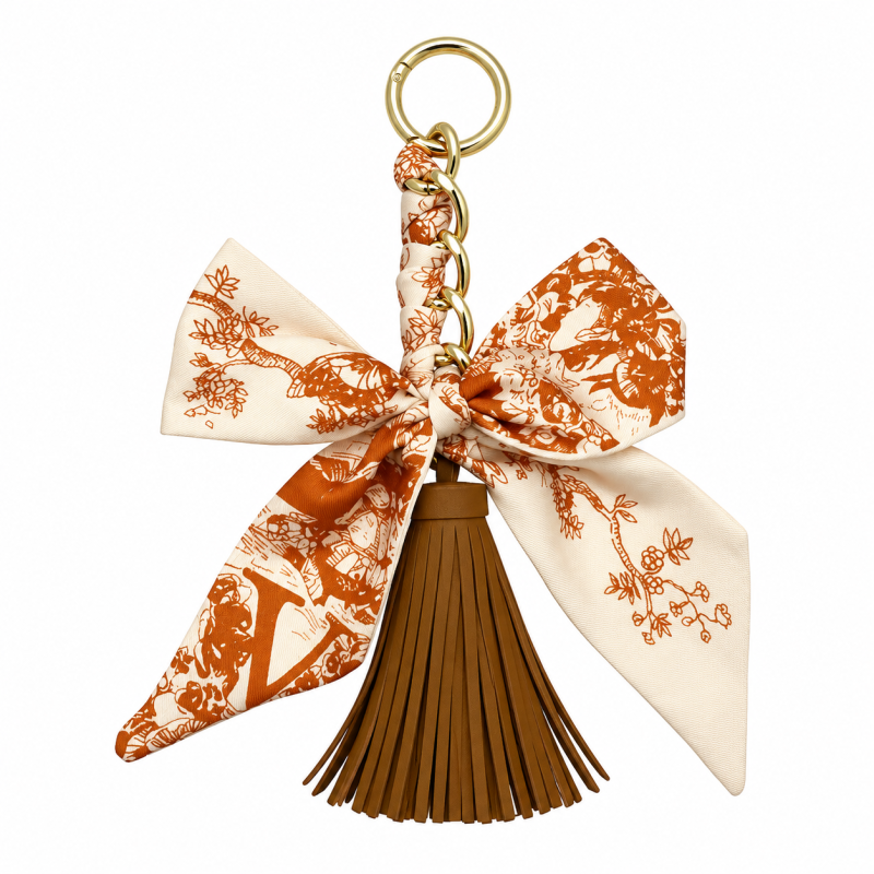 RIBBON BOW TASSEL - LIGHT BROWN 