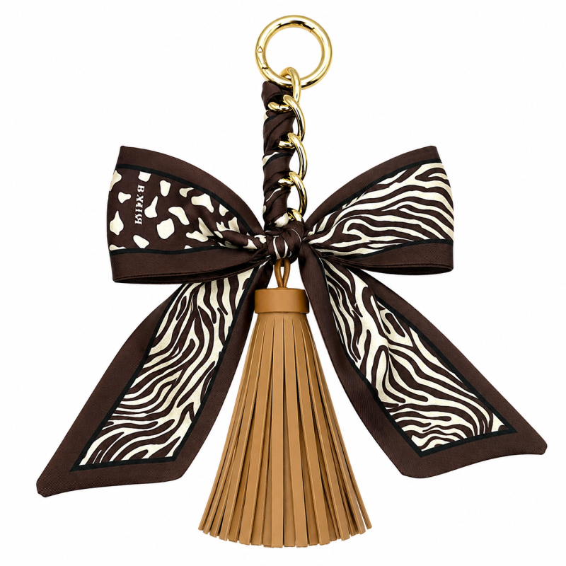 RIBBON BOW TASSEL - DARK BROWN 