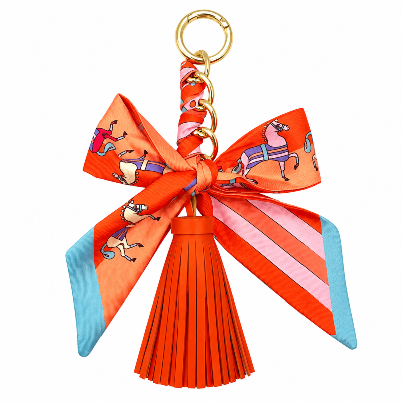 RIBBON BOW TASSEL - ORANGE 