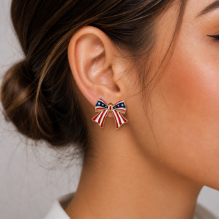 BOW EARRINGS -FLAG 