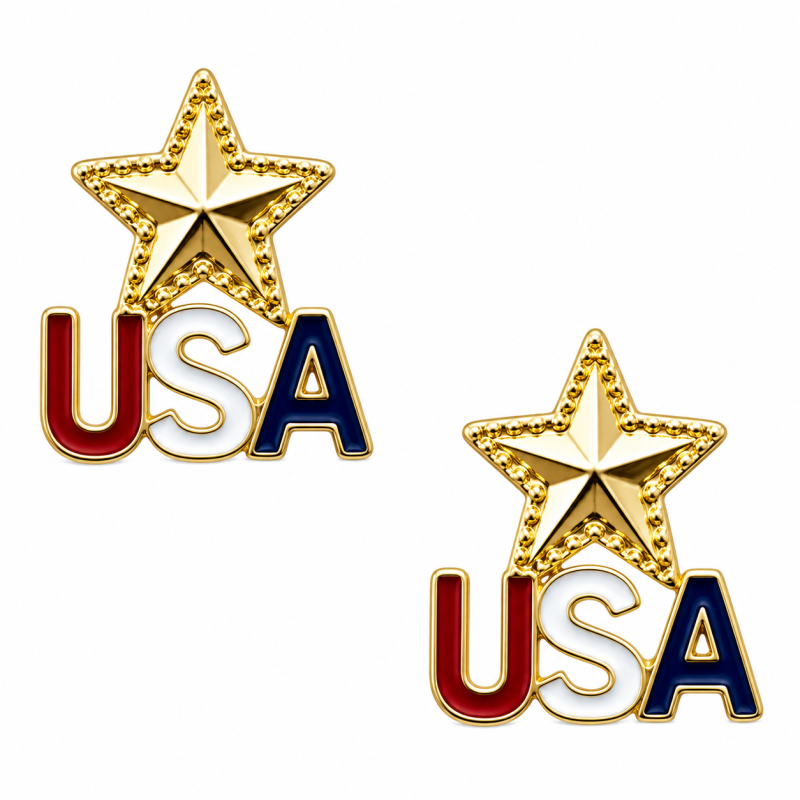 STAR USA EARRINGS - FLAG 
