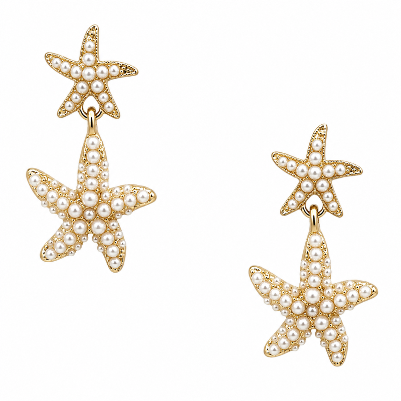 PEARL STARFISH EARRINGS - GOLD 