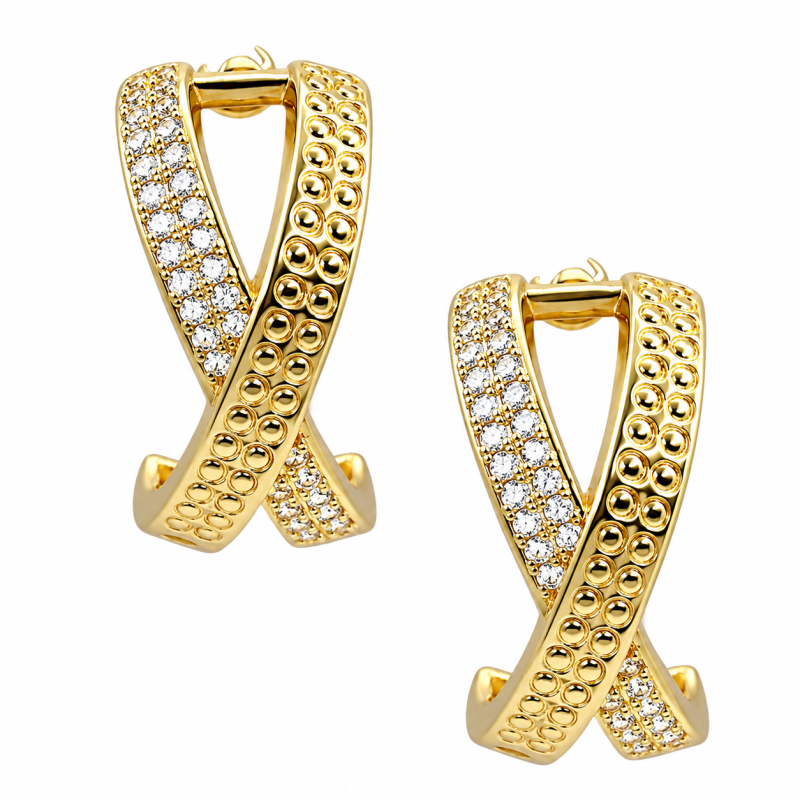 RHINESTONE EARRINGS - GOLD 