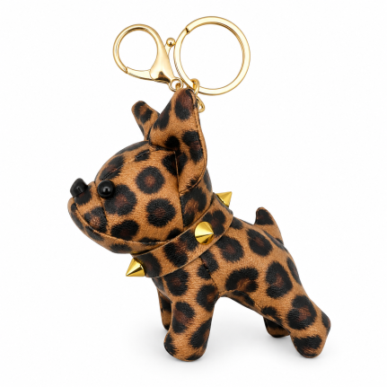 FRENCH BULLDOG KEYCHAIN CHARM - LEOPARD 