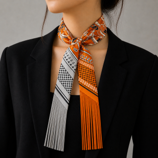 TASSEL TWILLY - ORANGE & GREY 