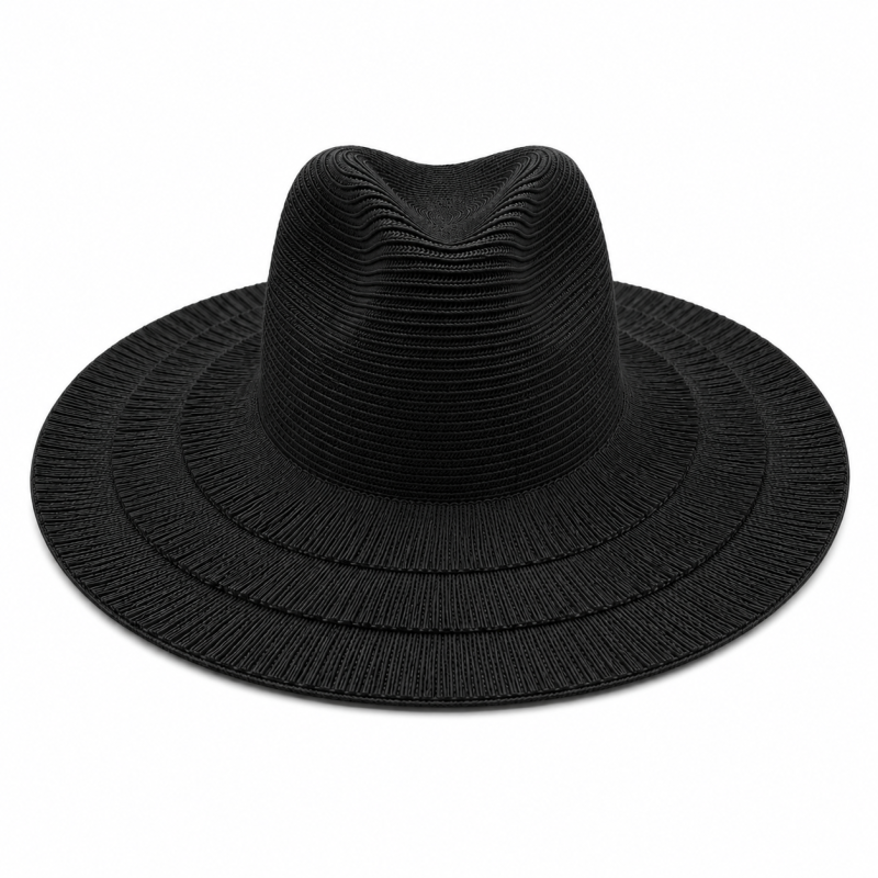 FRINGE STRAW HAT - BLACK 