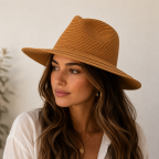 FRINGE STRAW HAT - CAMEL 