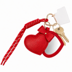 PORTABLE MIRROR HEART KEYCHAIN - RED