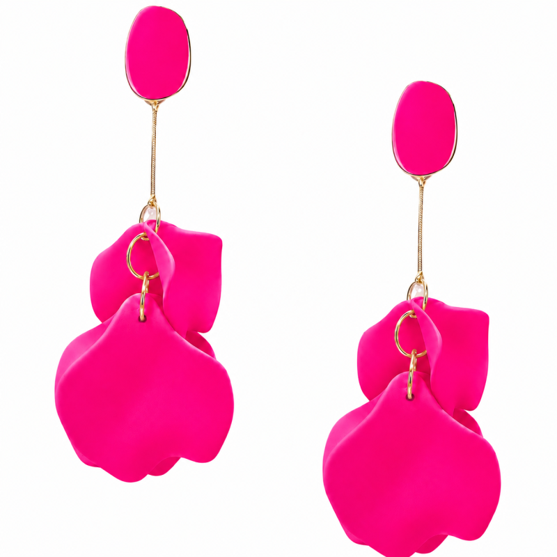 PETAL EARRINGS - HOT PINK 