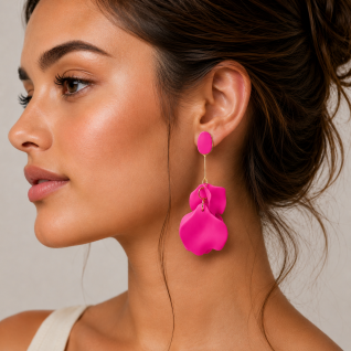PETAL EARRINGS - HOT PINK 