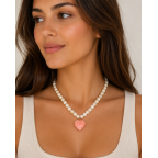 RESIN HEART NECKLACE - IVORY