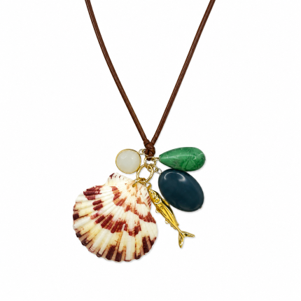 SHELL NECKLACE - BROWN 