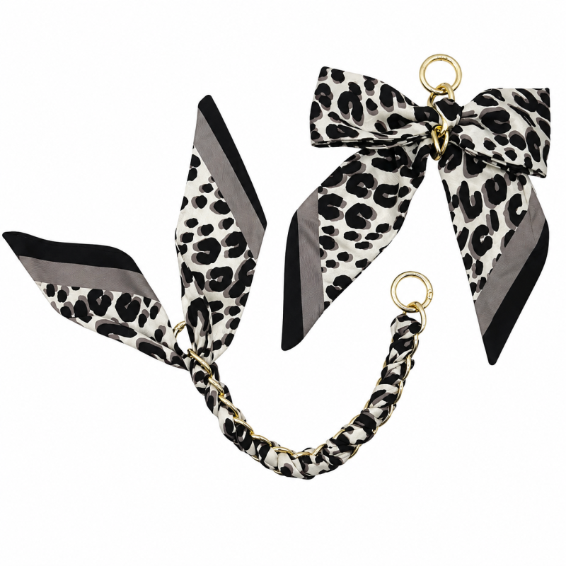 SILK BOW CHAIN CHARM - GREY 