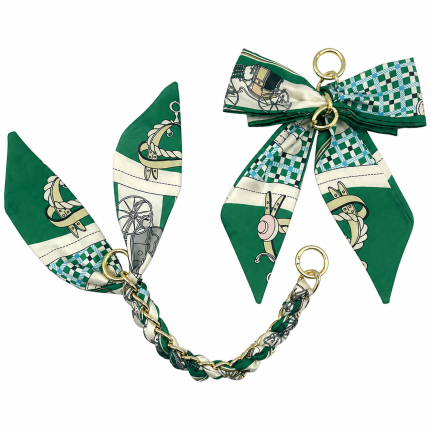 SILK BOW CHAIN CHARM - GREEN 