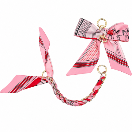 SILK BOW CHAIN CHARM - PINK