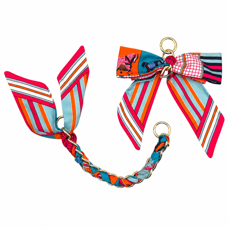 SILK BOW CHAIN CHARM- FUCHSIA