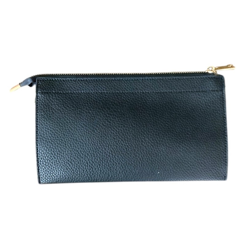 TEXTURED VEGAN LEATHER CLUTCH/CROSSBODY - NAVY