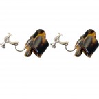 ACRYLIC CLIP-ON BOW EARRINGS - BROWN 