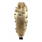 GEM & GOLD PEARLS KNOT HEADBAND - BEIGE 