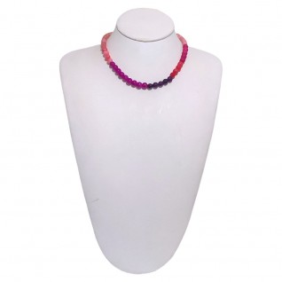 COLORFUL BEADED NECKLACE - MULTI DARK PINK 
