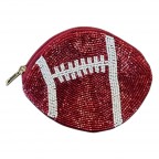  BEADED COIN BAG - FOOTBALL RED 