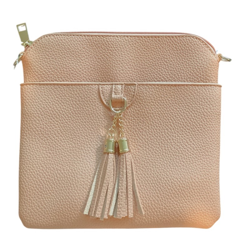 FRINGE CROSSBODY BAG - BLUSH 