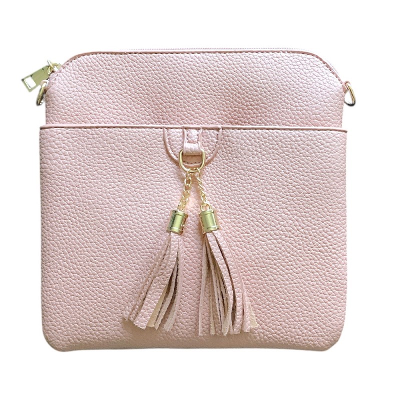 FRINGE CROSSBODY BAG - BABY PINK 