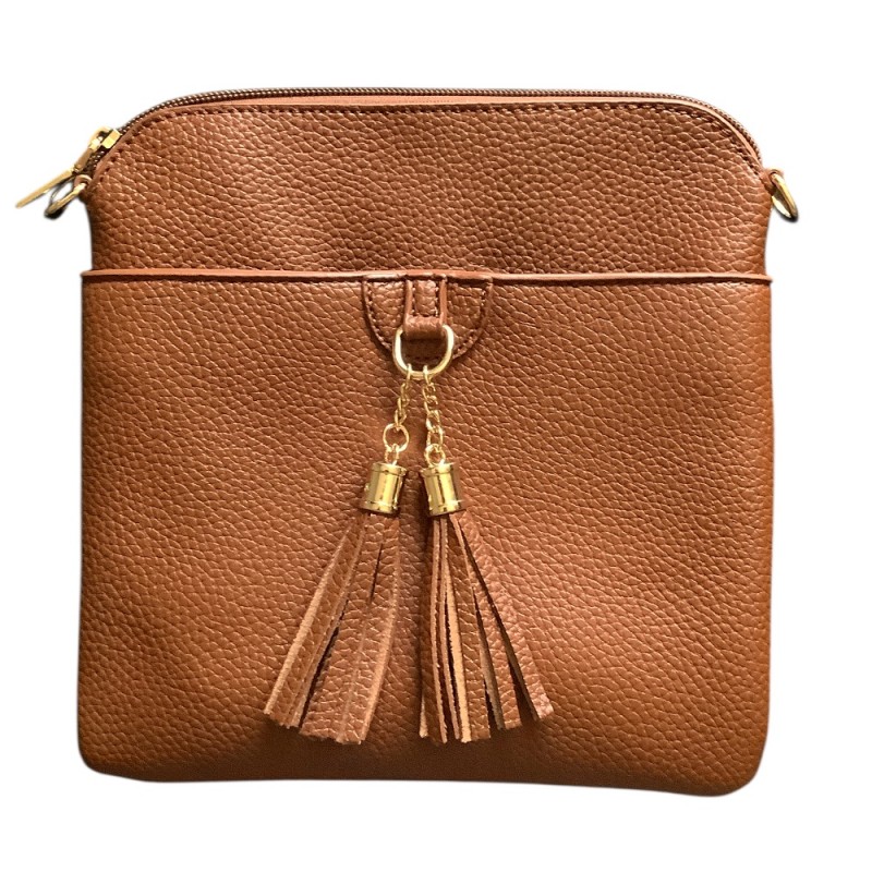 FRINGE CROSSBODY BAG - CAMEL