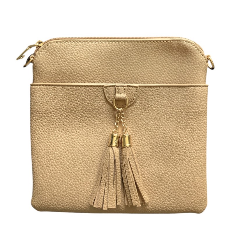 FRINGE CROSSBODY BAG - LIGHT BEIGE 