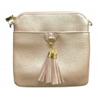 FRINGE CROSSBODY BAG - METALLIC PINK 
