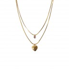 DOUBLE HEART LAYERED NECKLACE - GOLD 