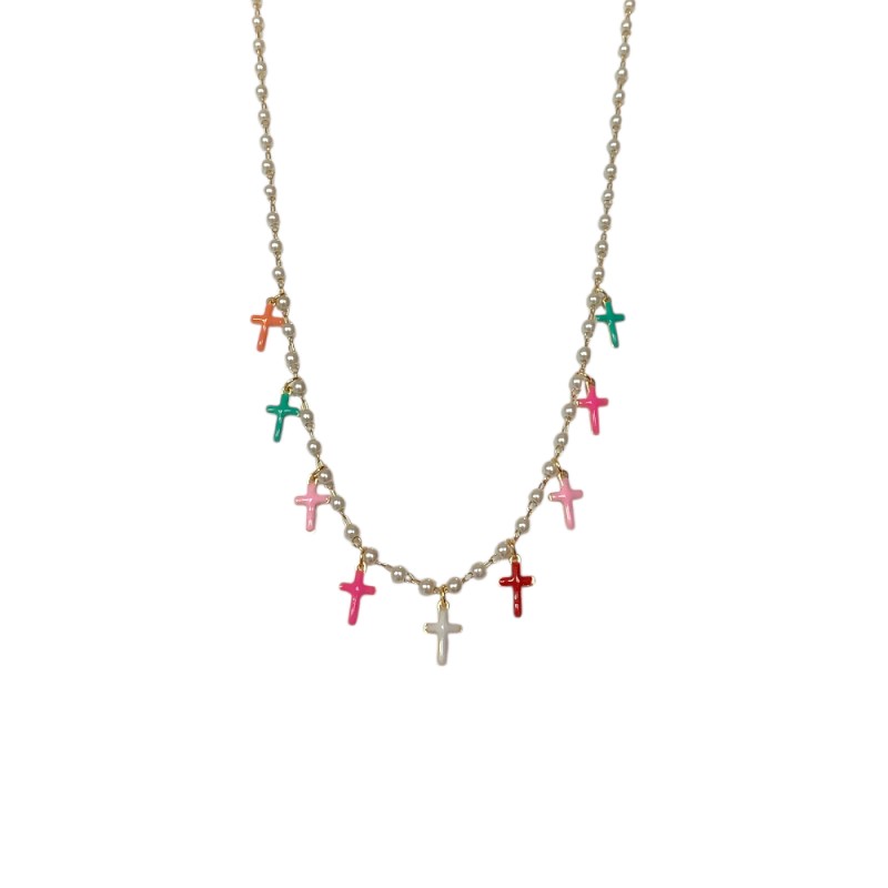 MULTI COLOR NECKLACE - SMALL CROSSES 