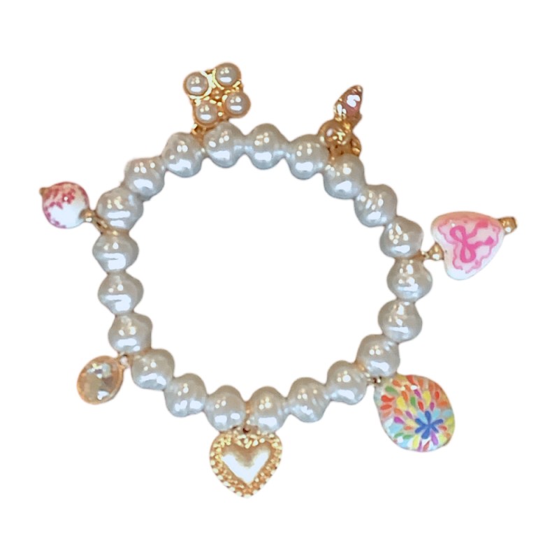 PEARL CHARM BRACELET - PINK 