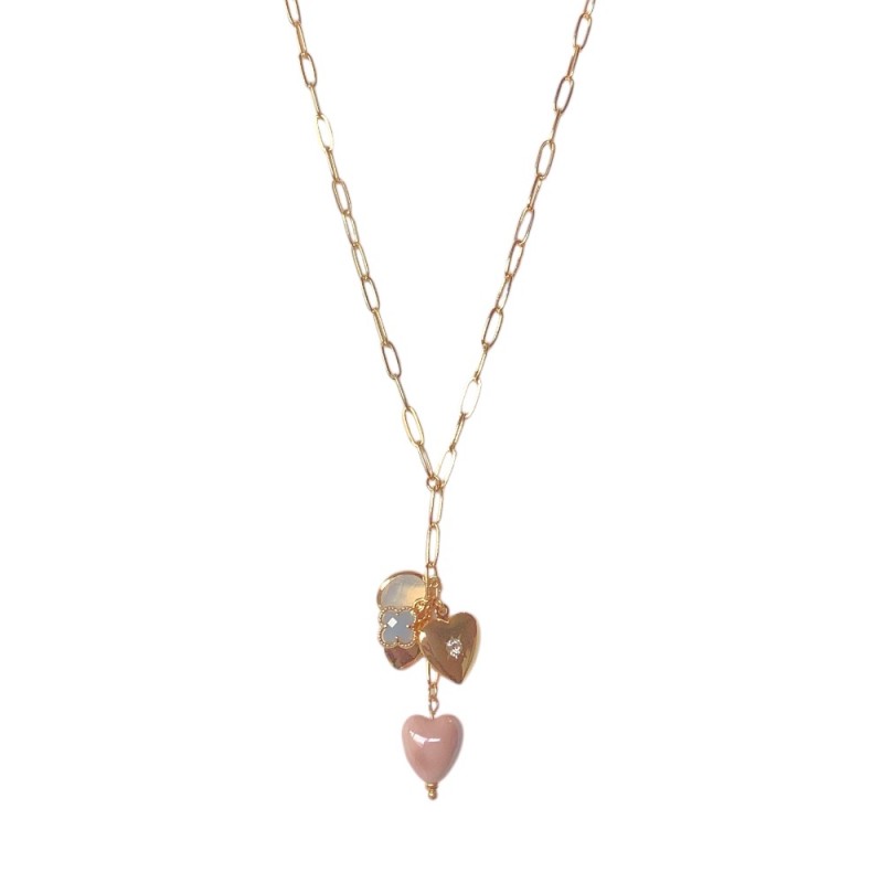 PINK HEART NECKLACE - GOLD 