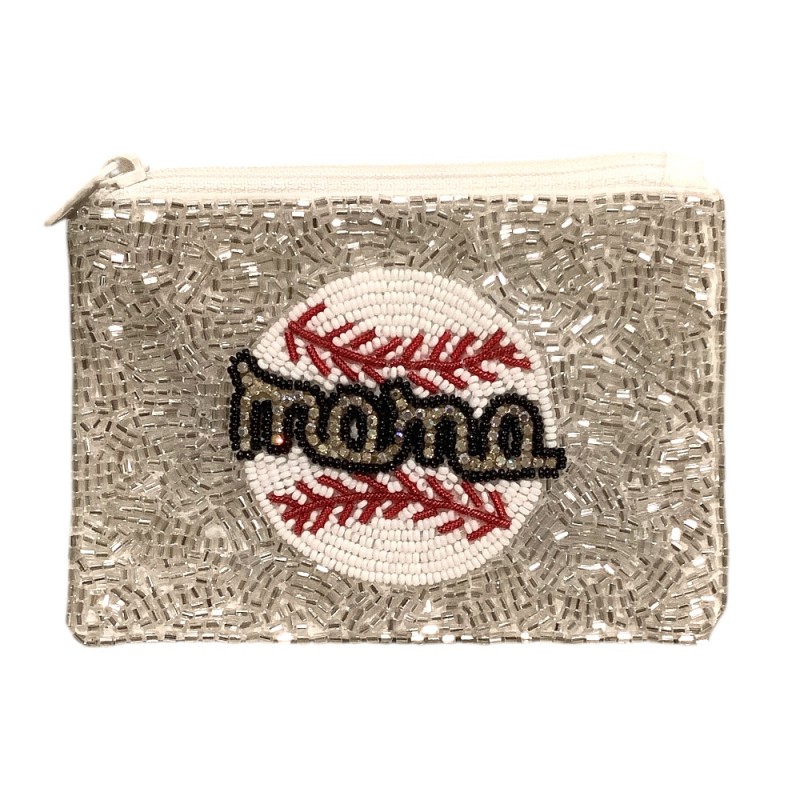 SEED BEAD COIN PURSE - MAMA BASEBALL 