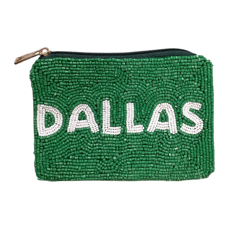 SEED BEAD COIN PURSE - DALLAS GREEN 
