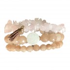 STRAND STONE BRACELET - WHITE & PINK 