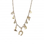 CHARM PEARL WESTERN NECKLACE - GOLD 