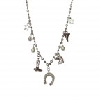 CHARM PEARL WESTERN NECKLACE - SILVER