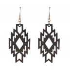 WOOD GEOMETRIC EARRINGS - BROWN 