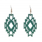 WOOD GEOMETRIC EARRINGS - TURQUOISE