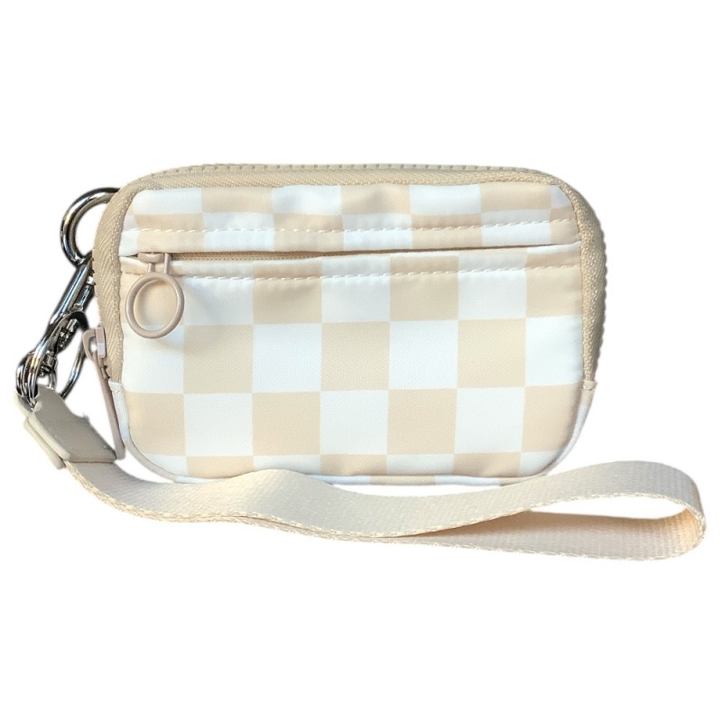 WRISTLET WALLET - IVORY CHECKERD 