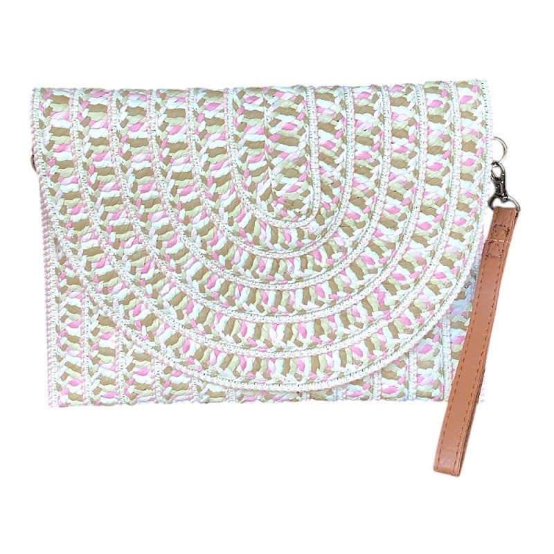 STRAW SHOULDER BAG - PINK 